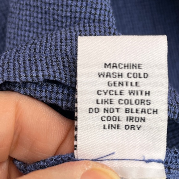 Habitat Blue and Navy Solid w/ Contrast Plaid Tunic Top Lightweight Lagenlook S - Picture 7 of 7